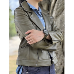 LEATHER JACKETS LADY _ MILITARY GREEN 0